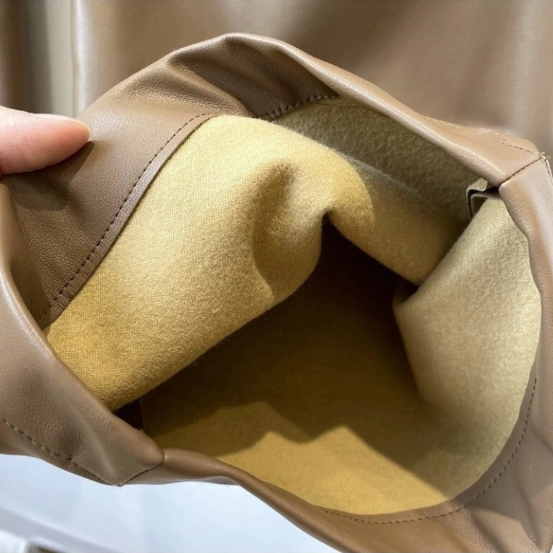 Faux Leather Wide Leg Casual Trouser Pants-Legletic