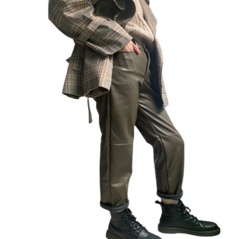 Faux Leather Skinny Harem Pants-Legletic