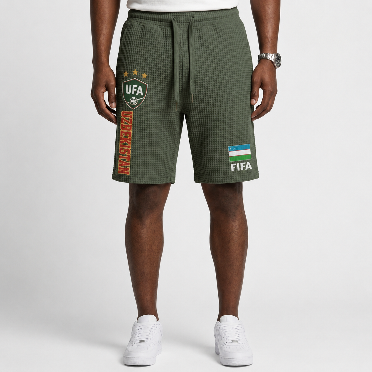 FIFA 2026 Uzbekistan Printed Waffle Football Fan Shorts
