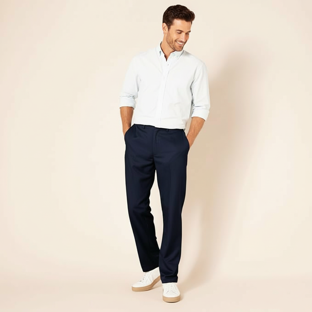 Classic Fit Flat Front Dress Pants for Men