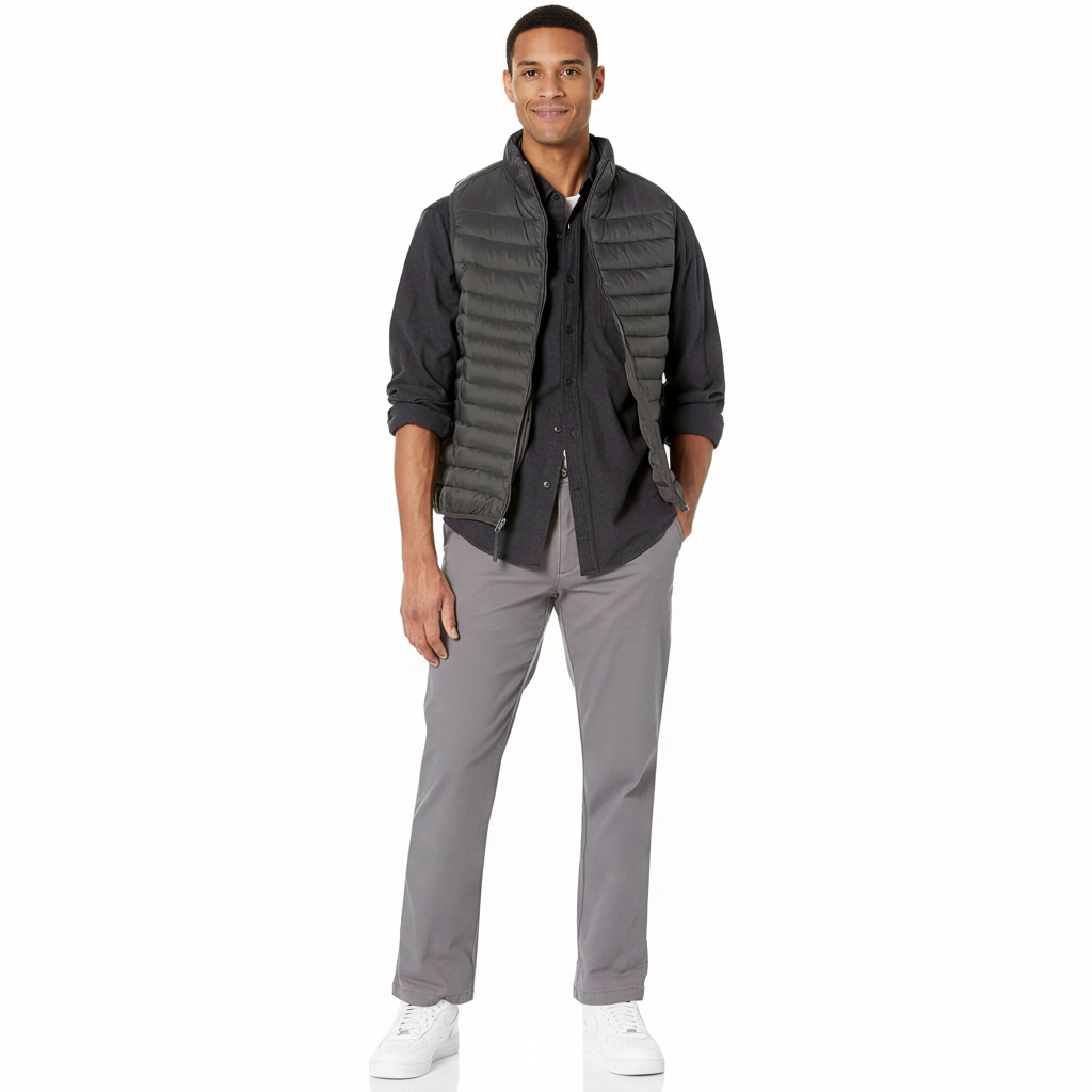 Straight Fit Casual Stretch Chino Pants for Men