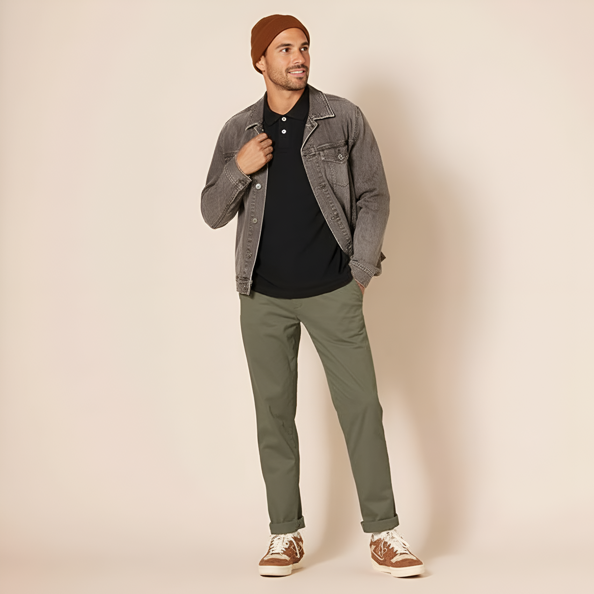 Athletic Fit Chino Twill Pants For Men