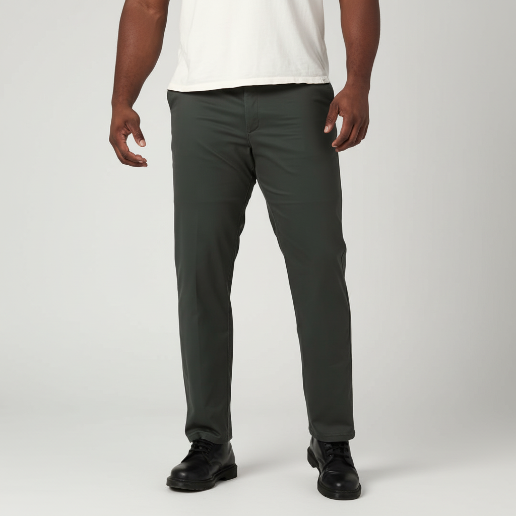 Straight Fit Casual Pants With Flex Comfort And Flat Front Style For Men