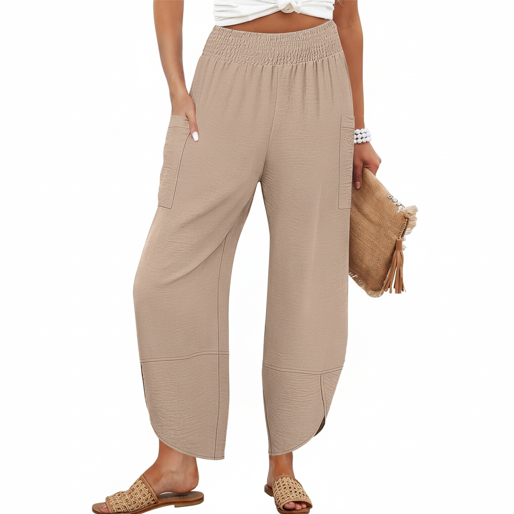 High Rise Capri Loose Fit Pants With Palazzo Style