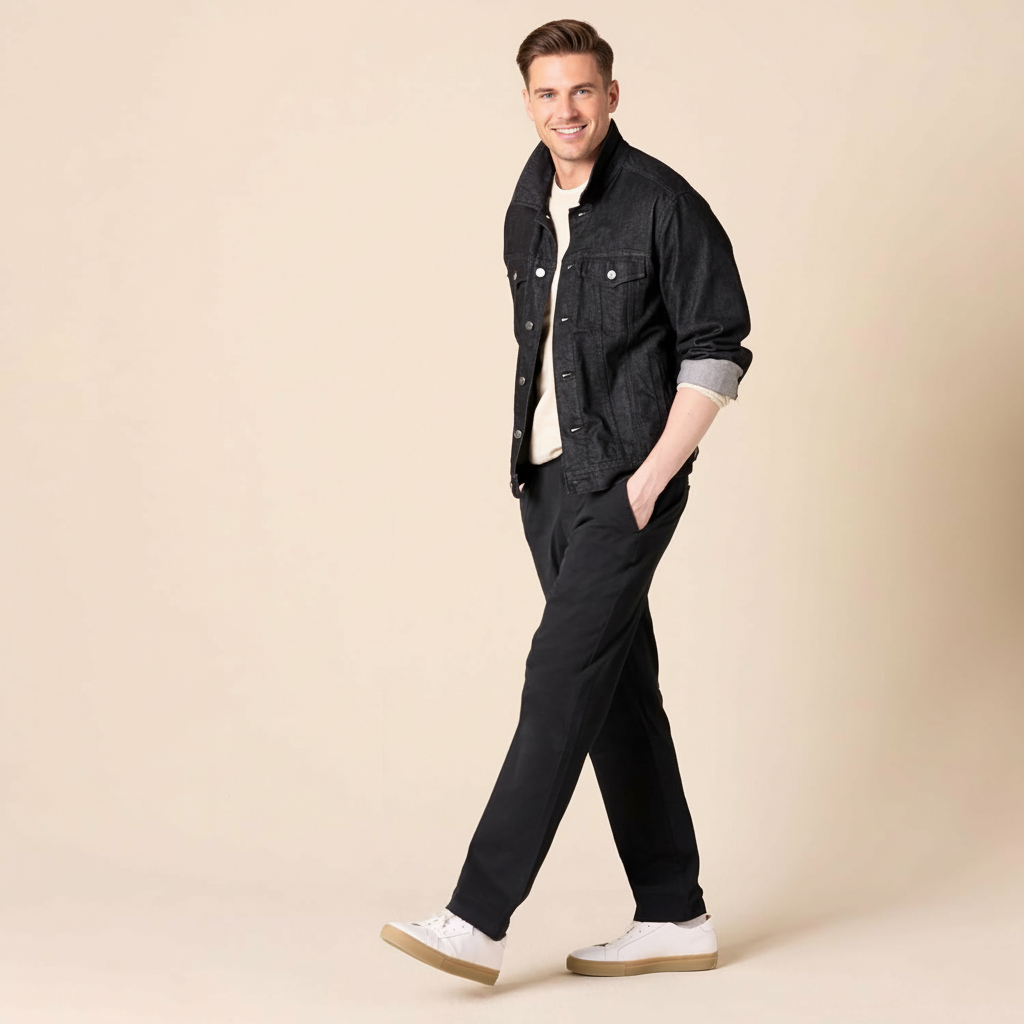 Straight Fit Casual Stretch Chino Pants for Men
