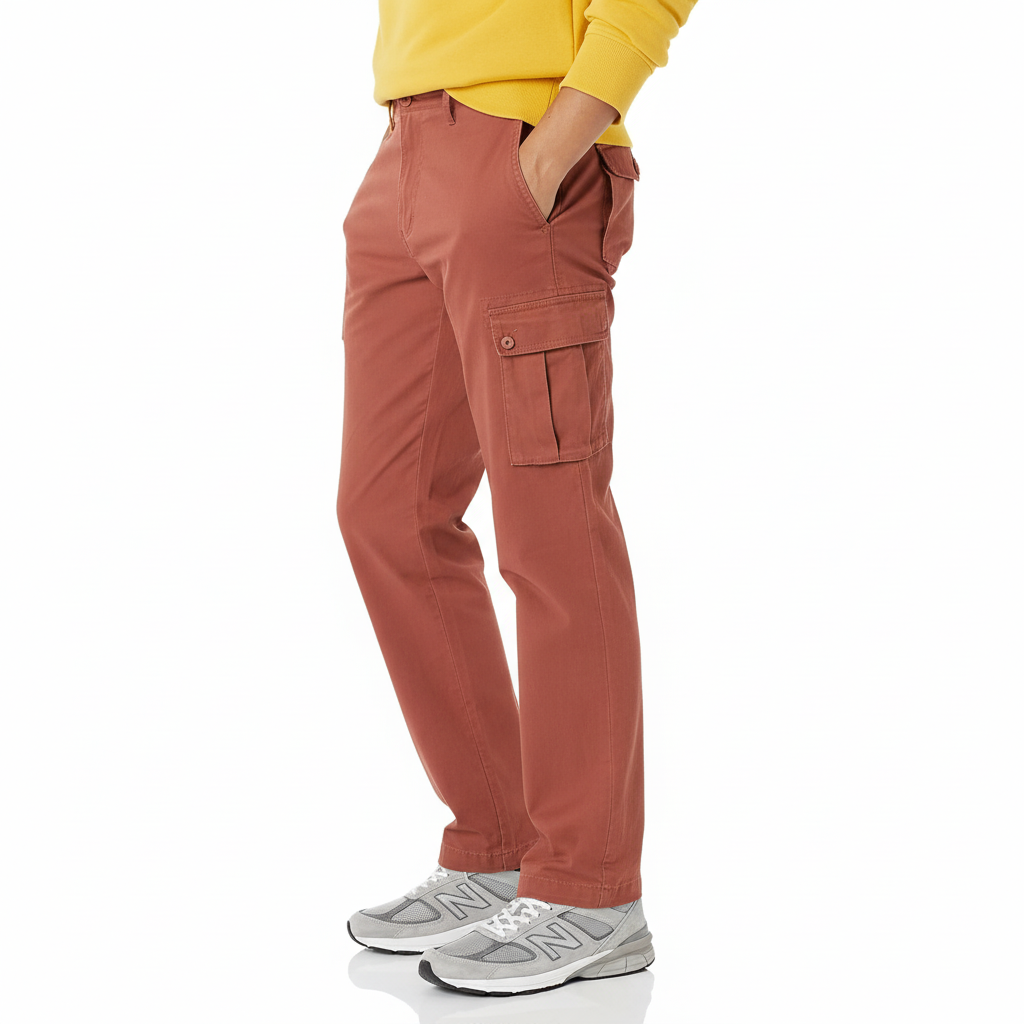 Straight Fit Stretch Cargo Pants for Men