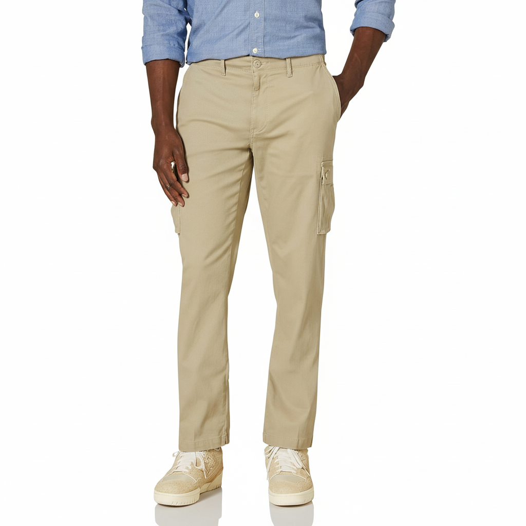 Straight Fit Stretch Cargo Pants for Men