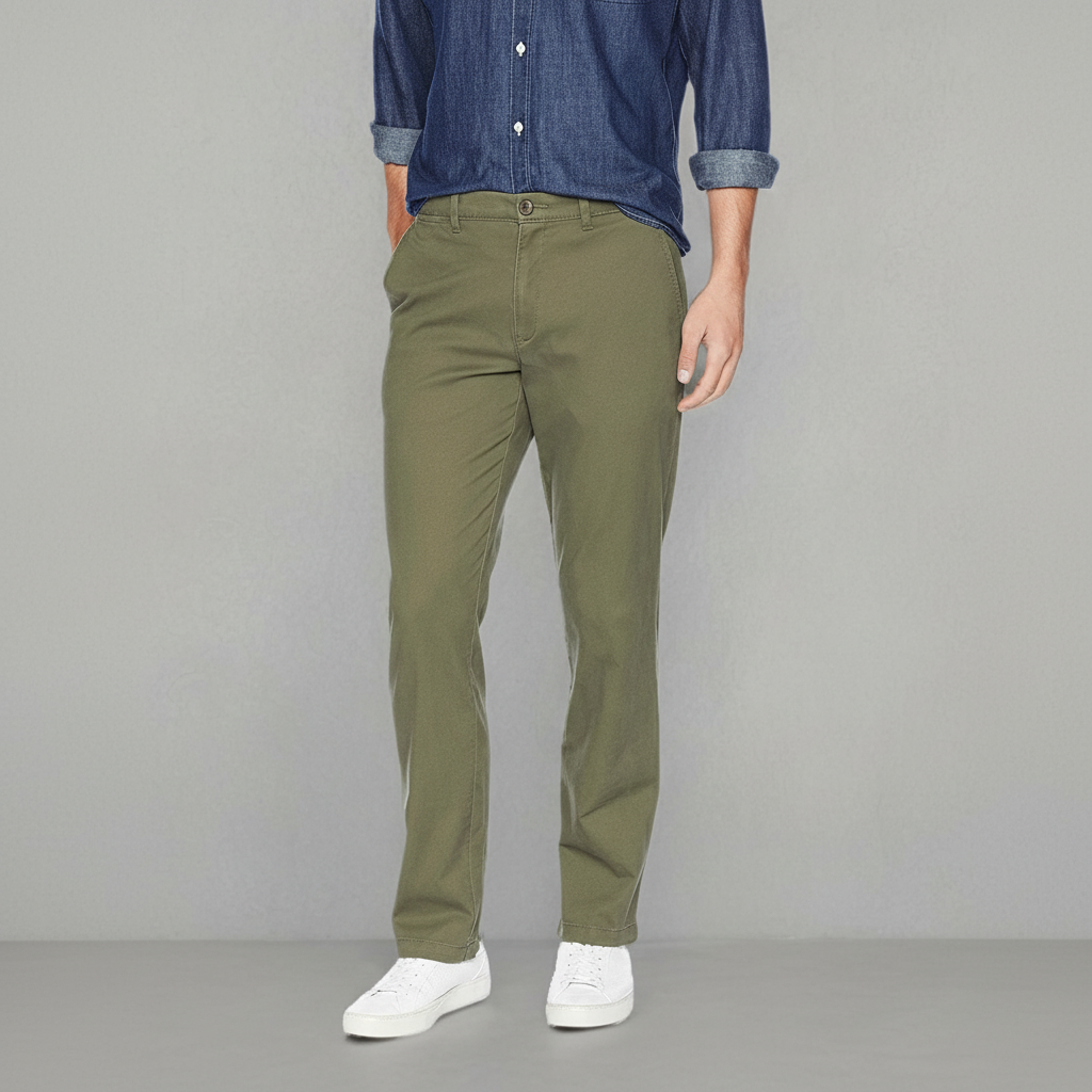 Straight Fit Casual Stretch Chino Pants for Men