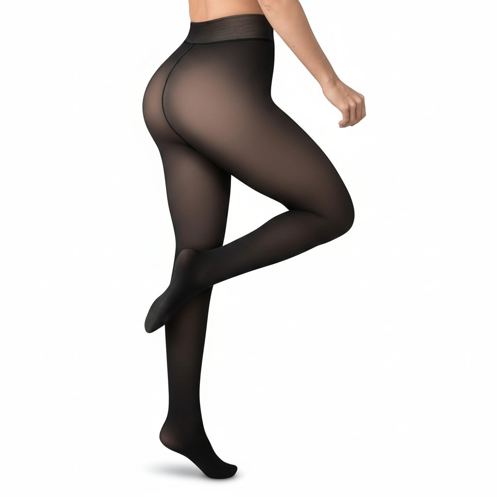 Fleece Lined Fake Sheer Winter Warmth Tights For Women