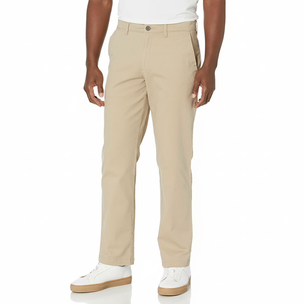 Straight Fit Casual Stretch Chino Pants for Men