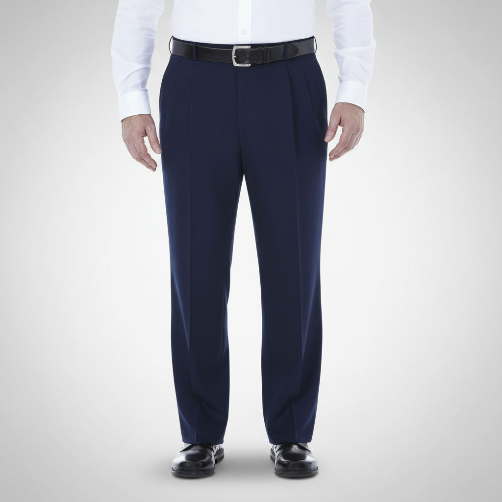 Classic Fit Pleated Pants With No Iron Finish And Clean Look For Men