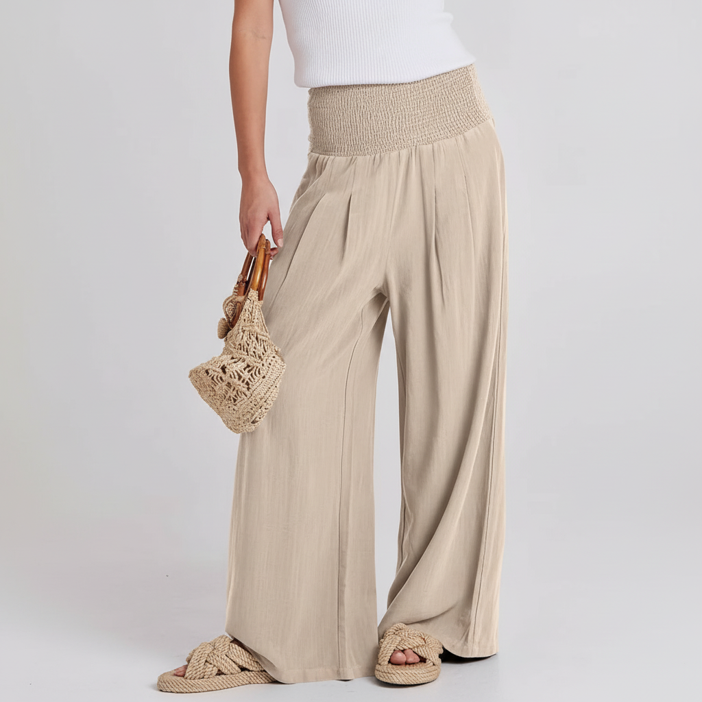 Linen Summer Wide Fit High Rise Casual Lounge Pant For Women