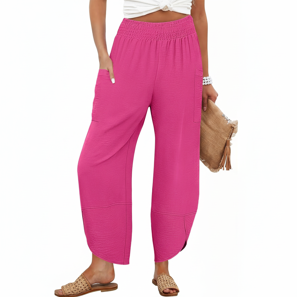 High Rise Capri Loose Fit Pants With Palazzo Style