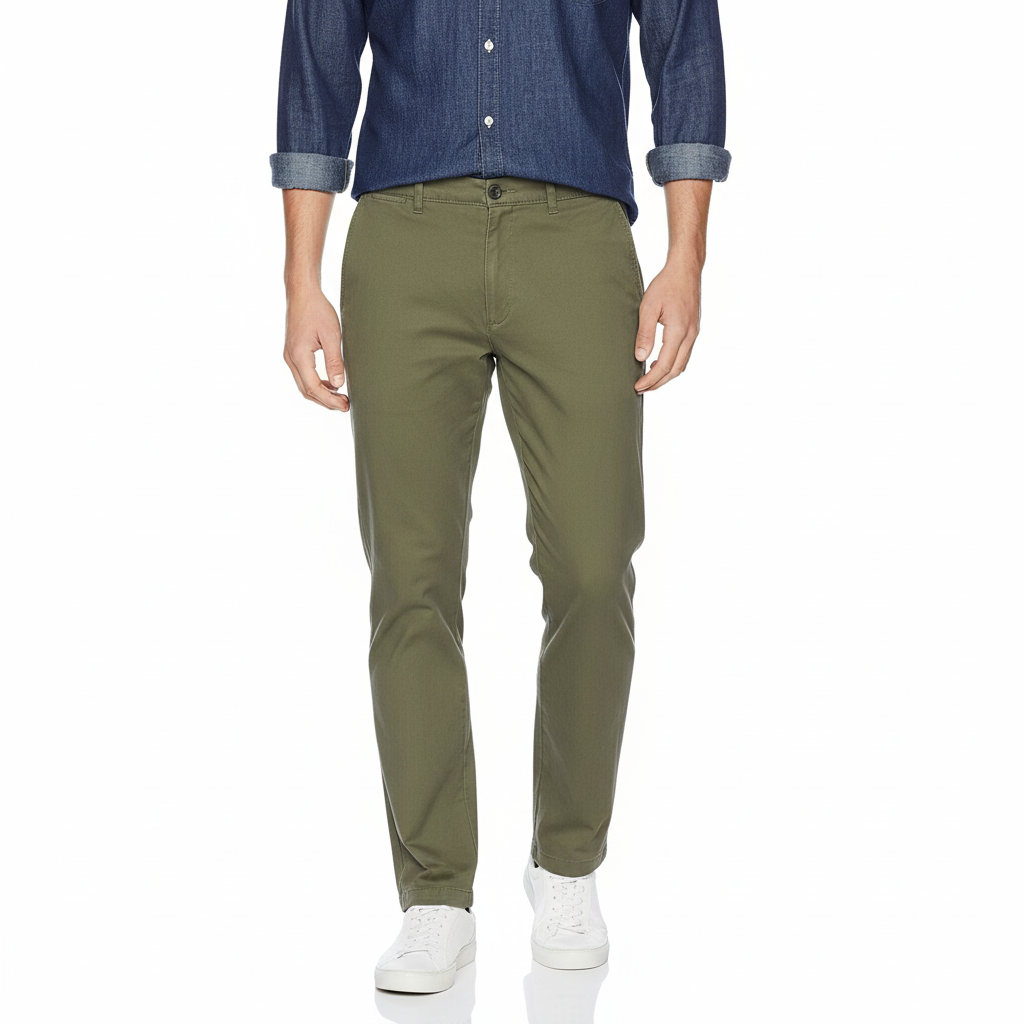 Straight Fit Casual Stretch Chino Pants for Men