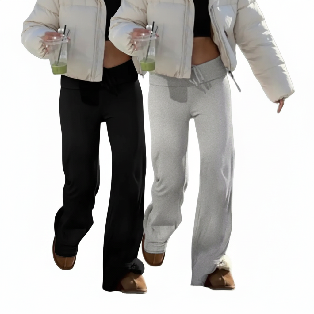 Solid Drawstring Straight Fit Stretch Lounge Pants For Women