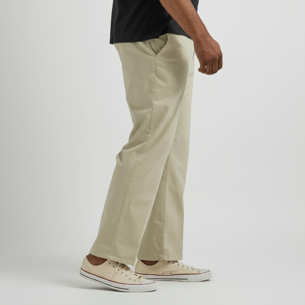 Straight Fit Casual Pants With Flex Comfort And Flat Front Style For Men