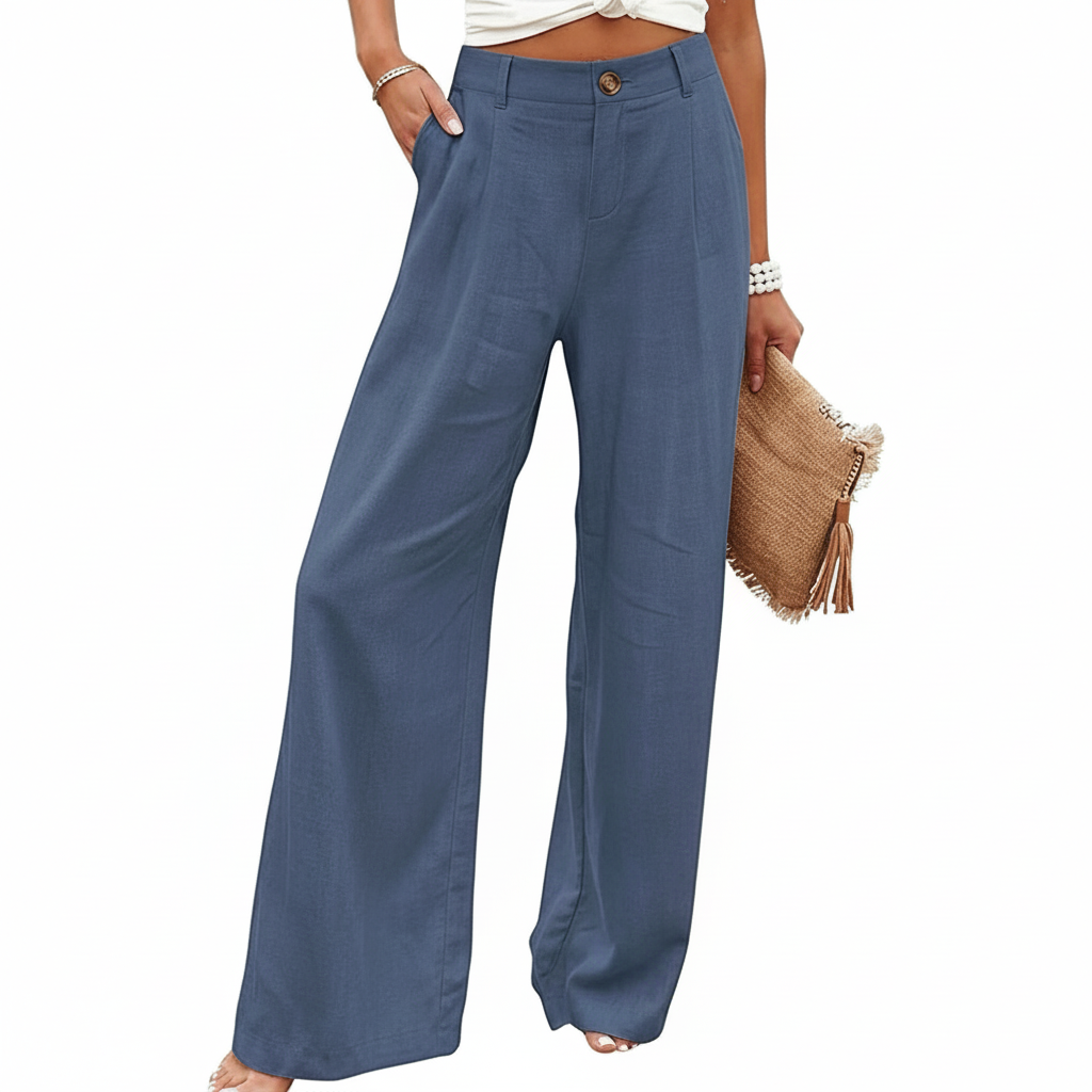 Wide Vertical Casual Textile Pants For Women