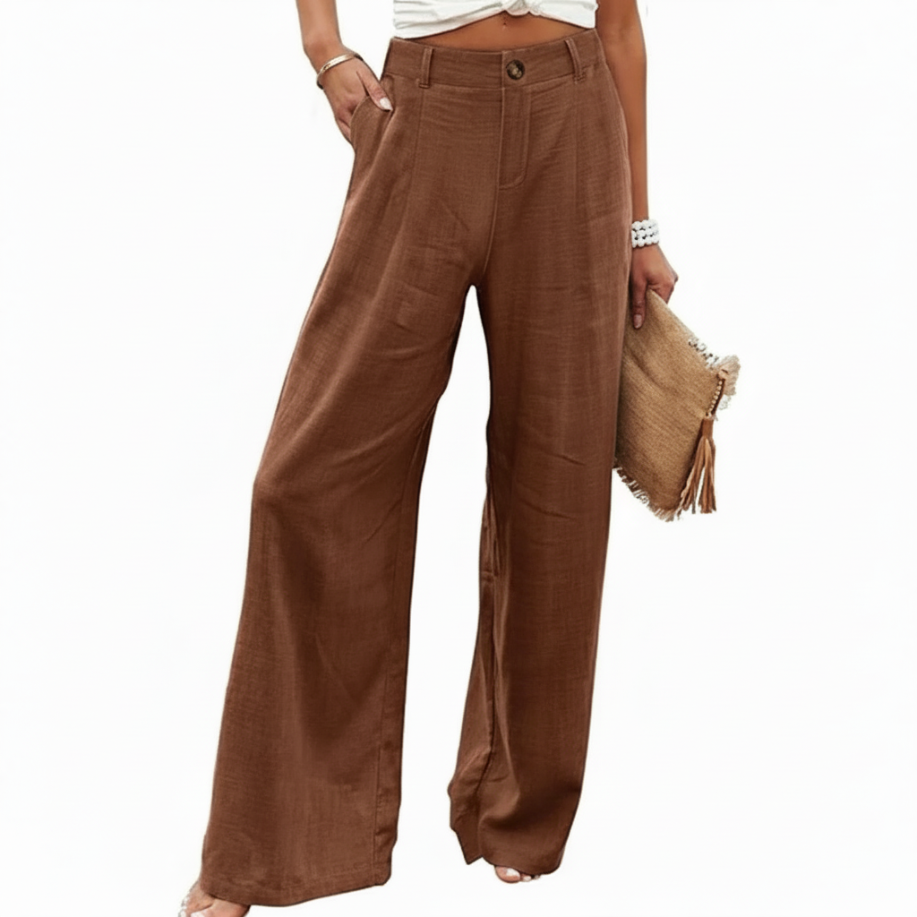 Wide Vertical Casual Textile Pants For Women