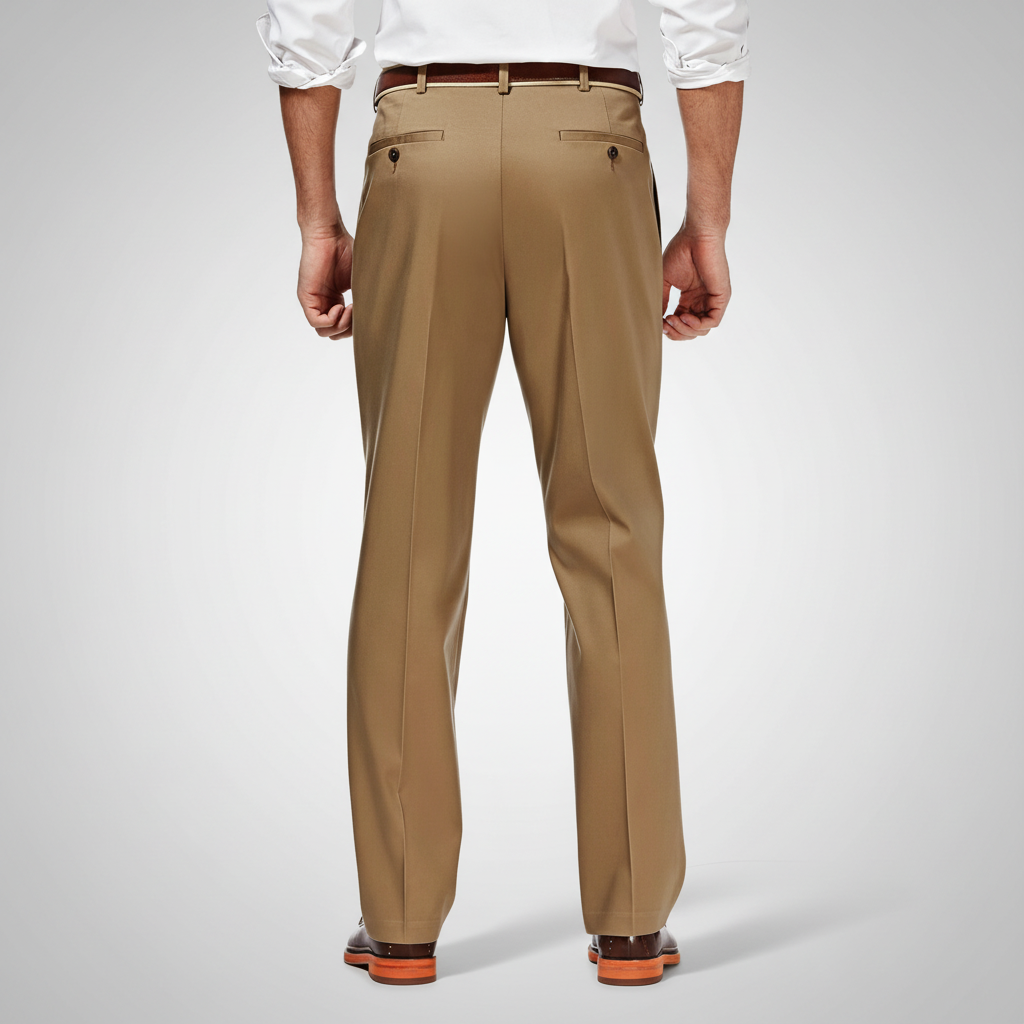 Classic Fit Pleated Pants With No Iron Finish And Clean Look For Men