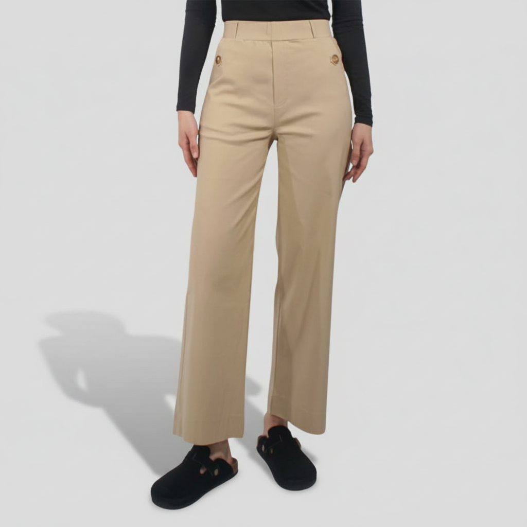 Stretch Twill Cropped 4 Way Wide Pant