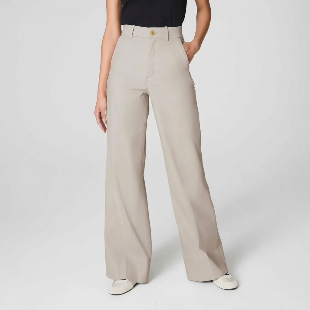 High Rise Stretch Wide Pant With Smoothing Panel