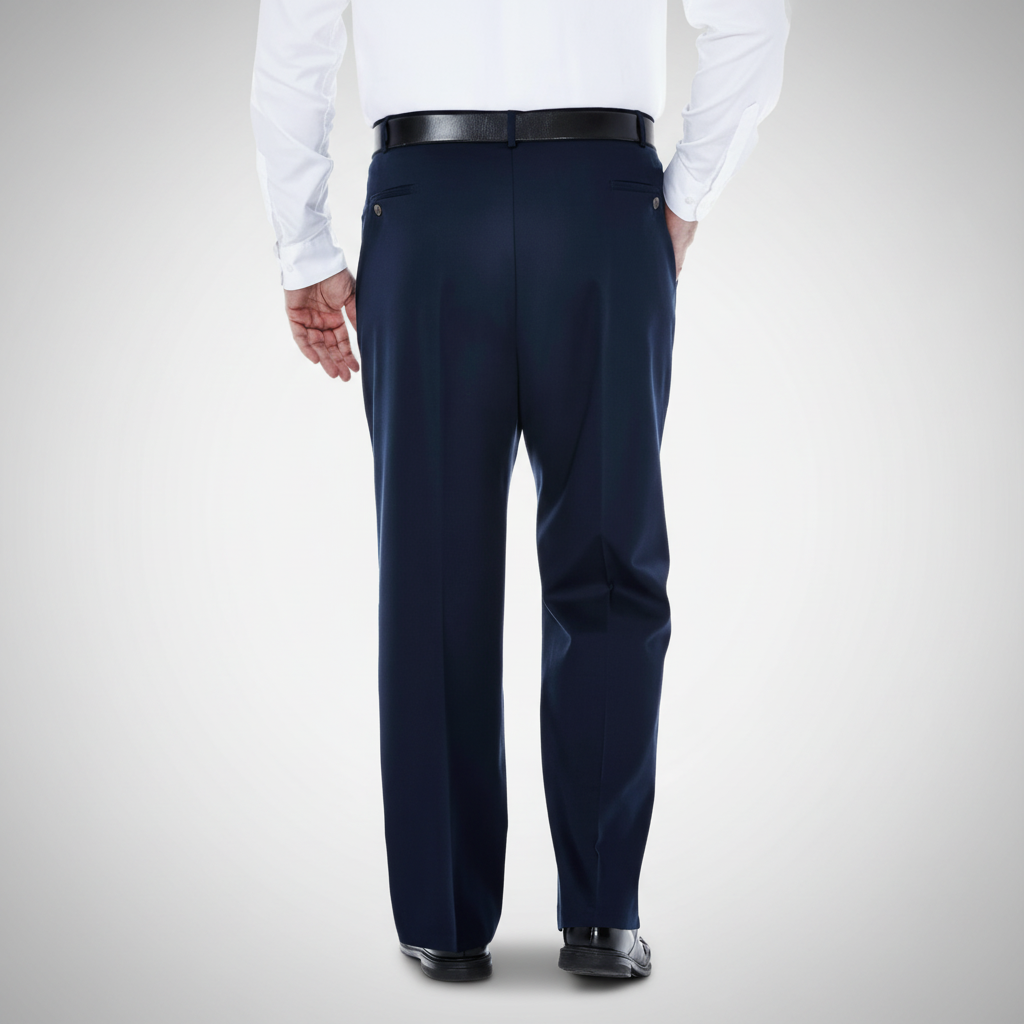 Classic Fit Pleated Pants With No Iron Finish And Clean Look For Men