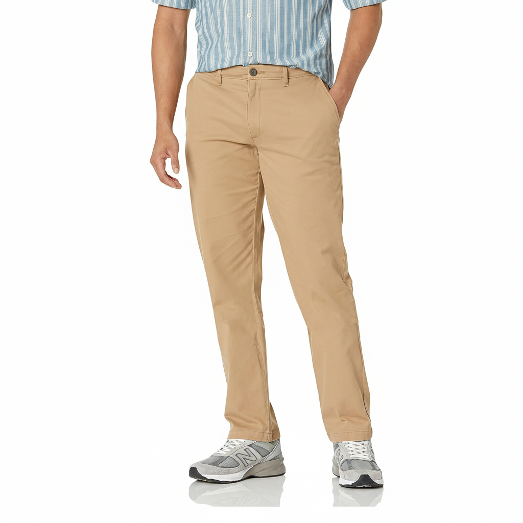 Straight Fit Casual Stretch Chino Pants for Men