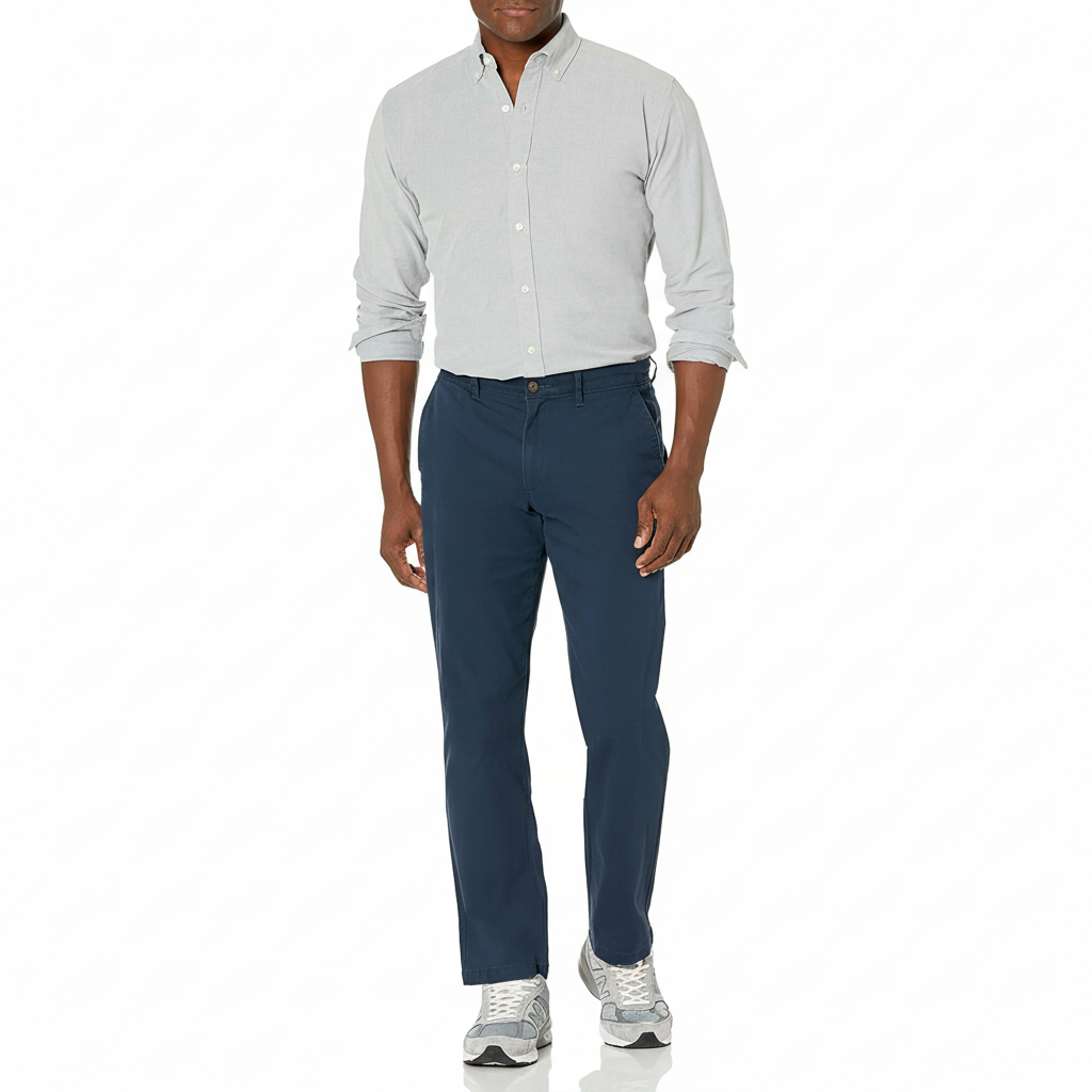 Straight Fit Casual Stretch Chino Pants for Men