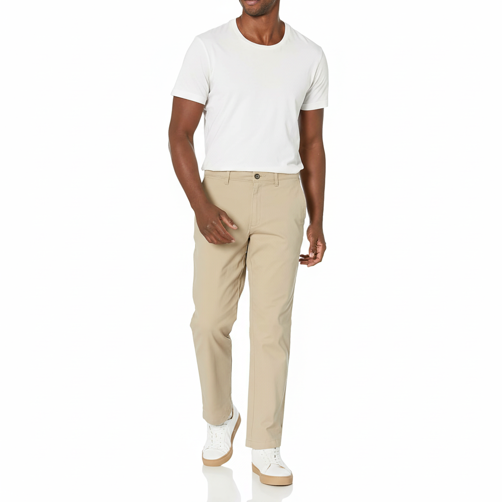 Straight Fit Casual Stretch Chino Pants for Men
