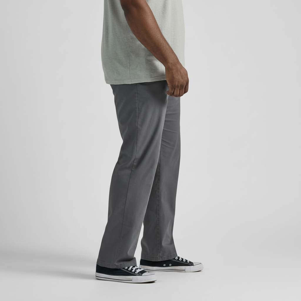 Straight Fit Casual Pants With Flex Comfort And Flat Front Style For Men