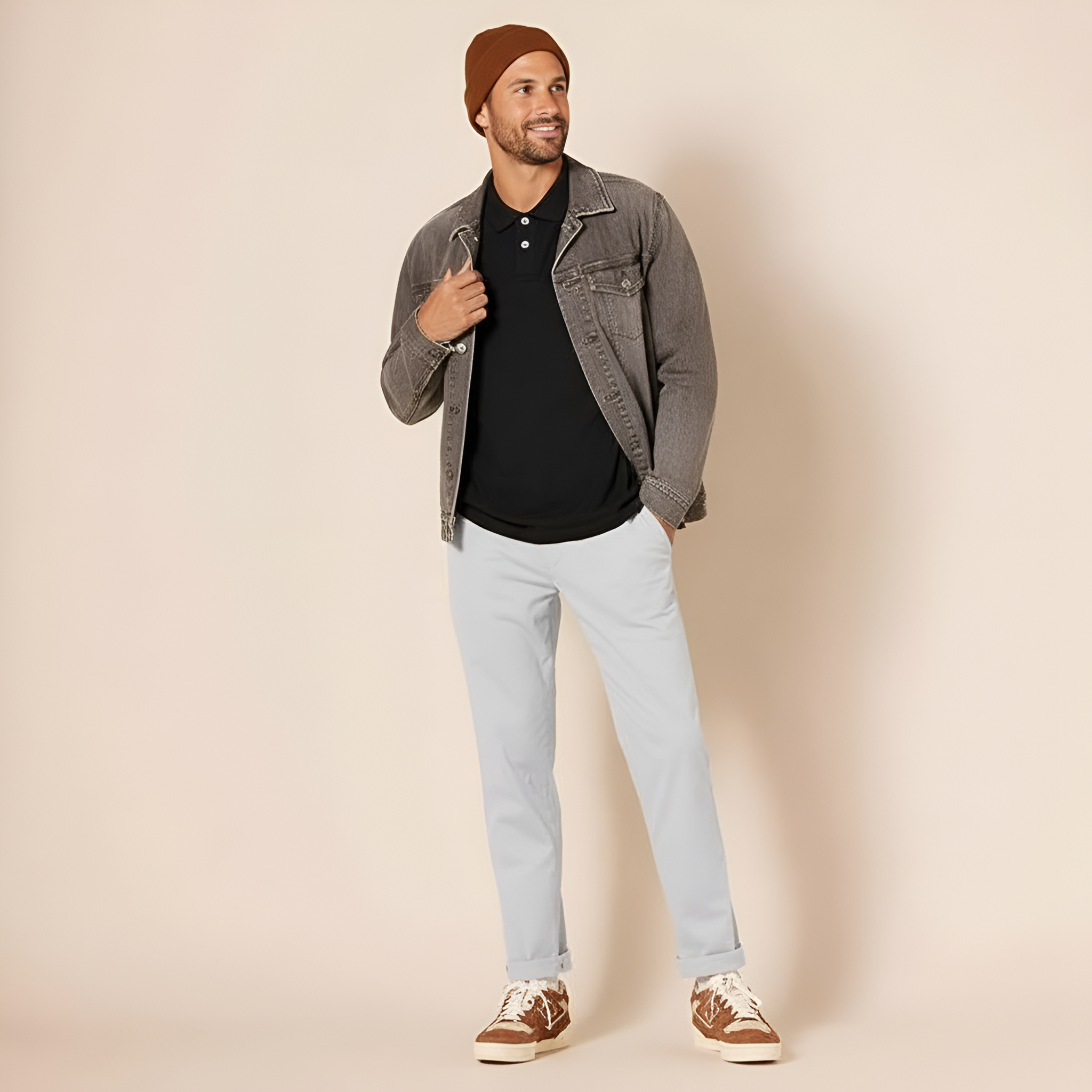 Athletic Fit Chino Twill Pants For Men