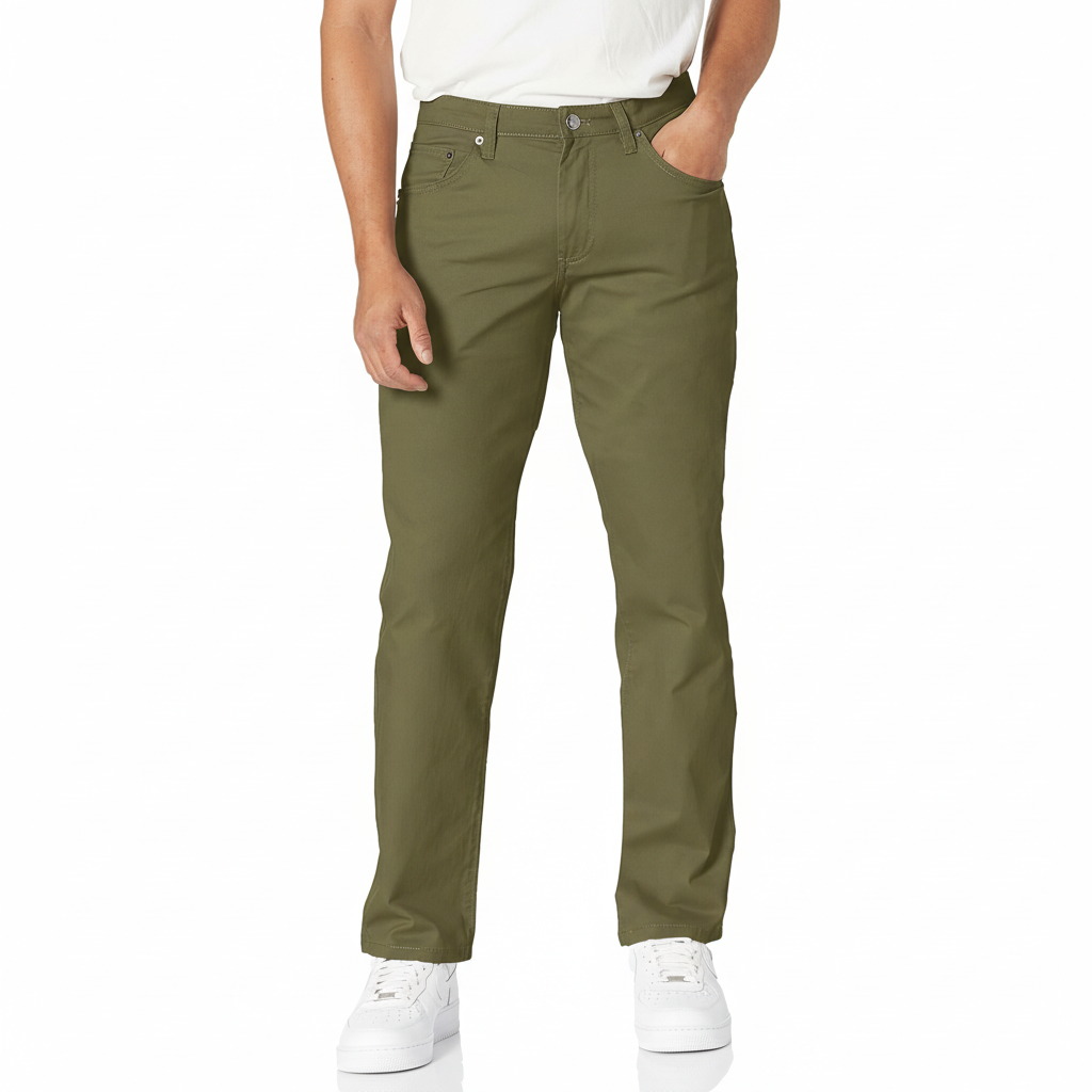 Straight Fit 5 Pocket Stretch Twill Pants