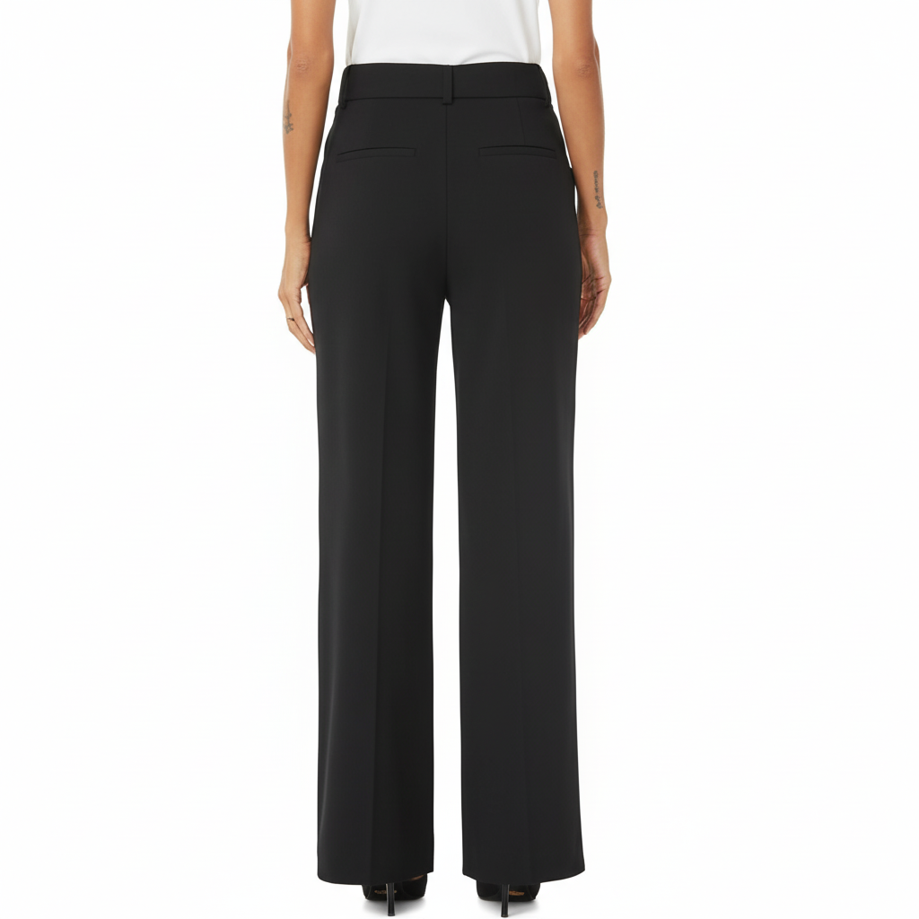 [Copy]High Rise Straight Pants With Button Detail And Pocket For Women