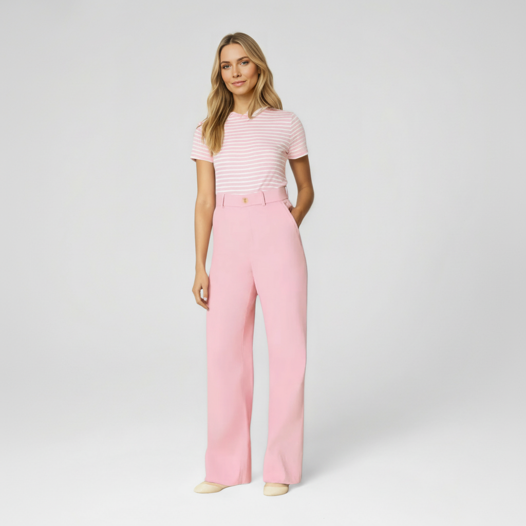 High Rise Stretch Wide Pant With Smoothing Panel