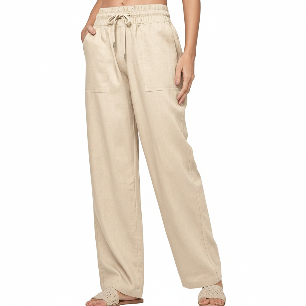 Wide Vertical Casual Textile Pants For Women