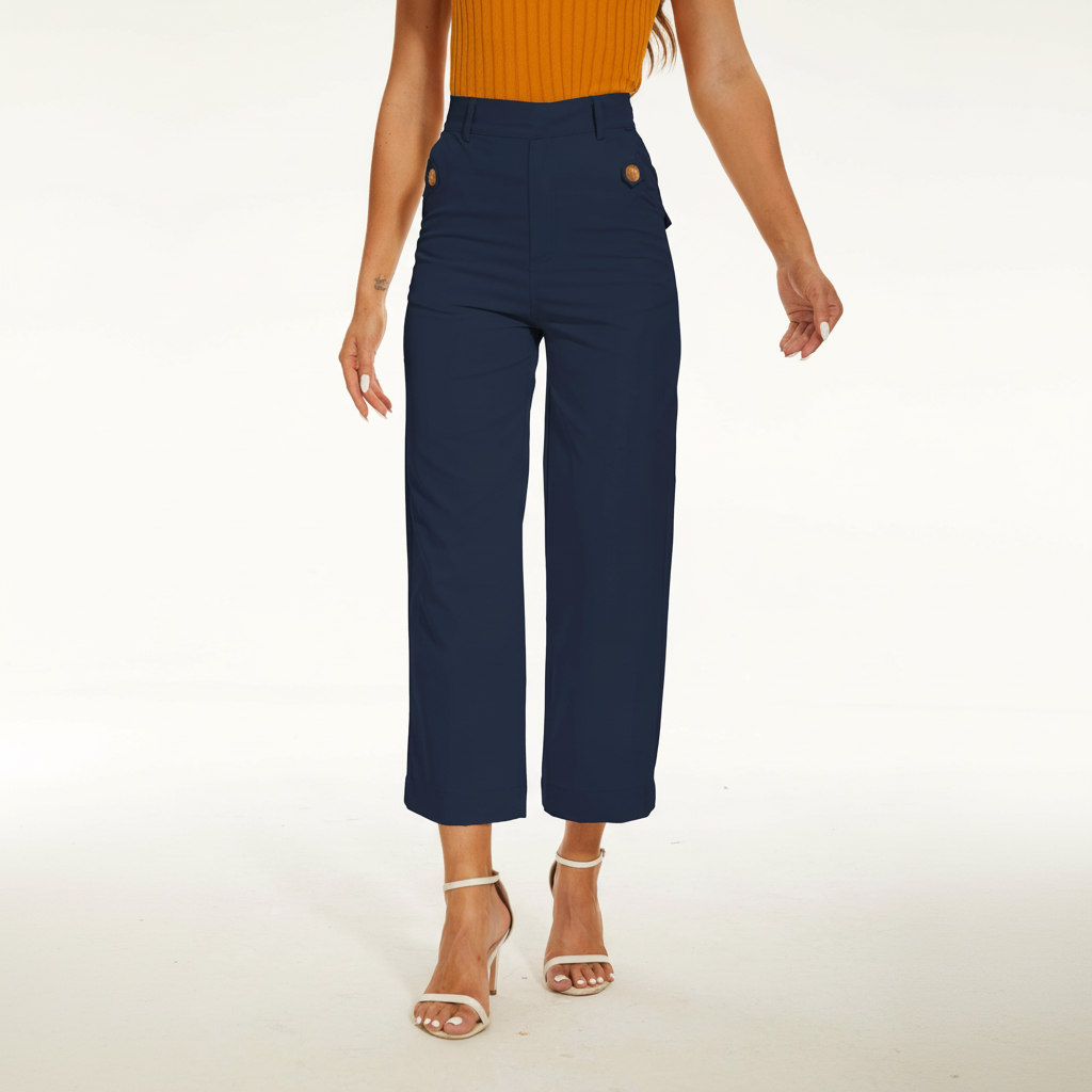 Stretch Twill Cropped Wide Leg Pant