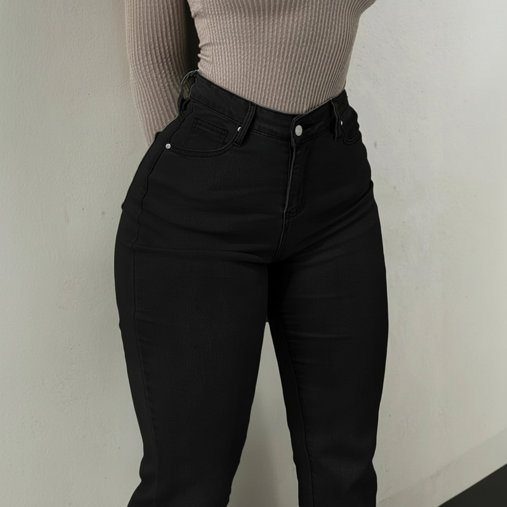 High Rise Flare Jeans With Stretch Comfortable Fit