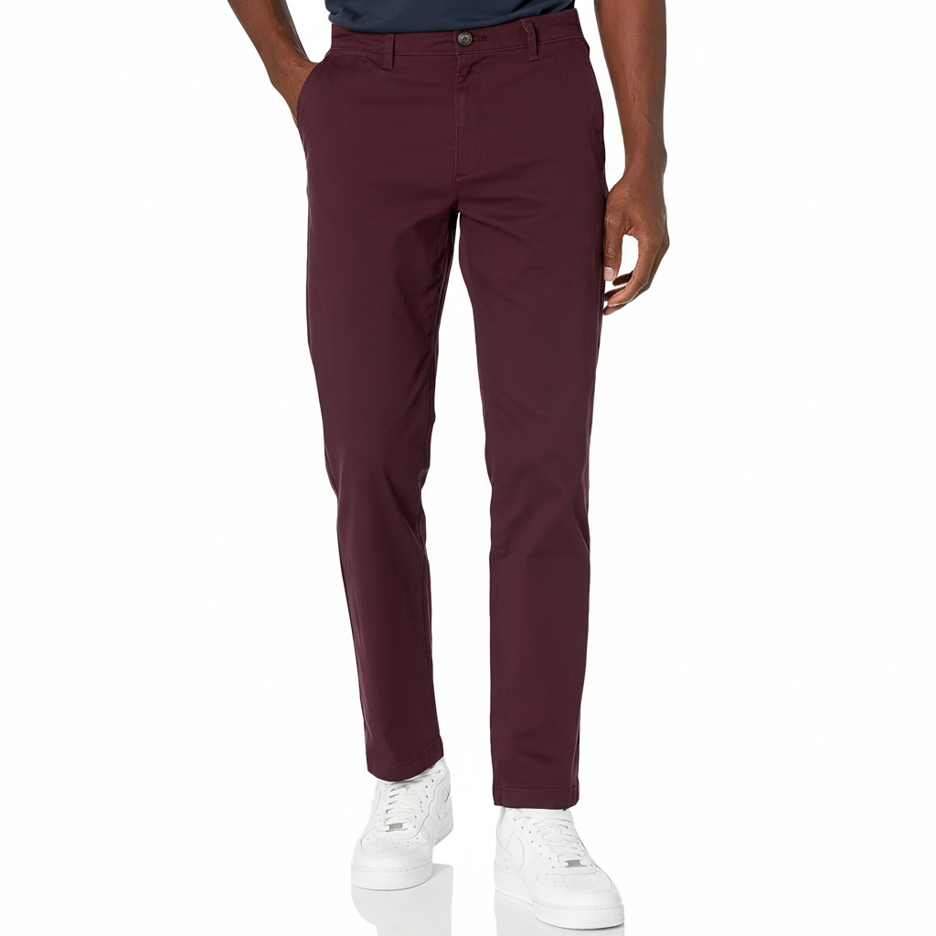 Straight Fit Casual Stretch Chino Pants for Men
