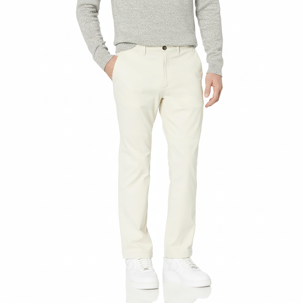 Straight Fit Casual Stretch Chino Pants for Men