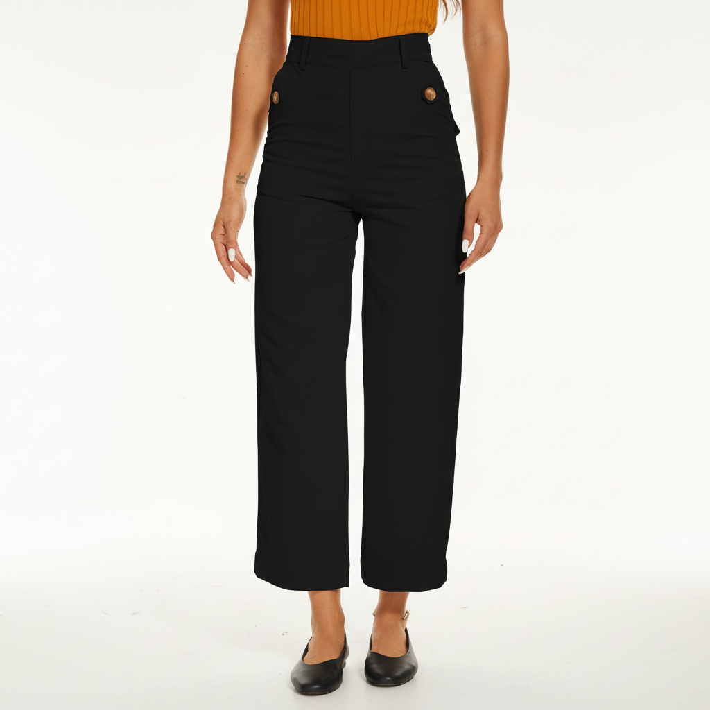 Stretch Twill Cropped Wide Leg Pant