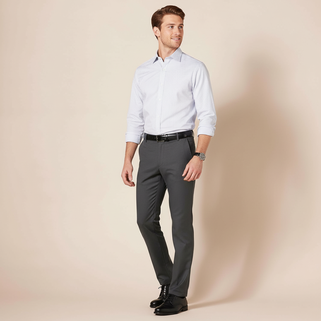 Slim Fit Flat Front Dress Pants for Men