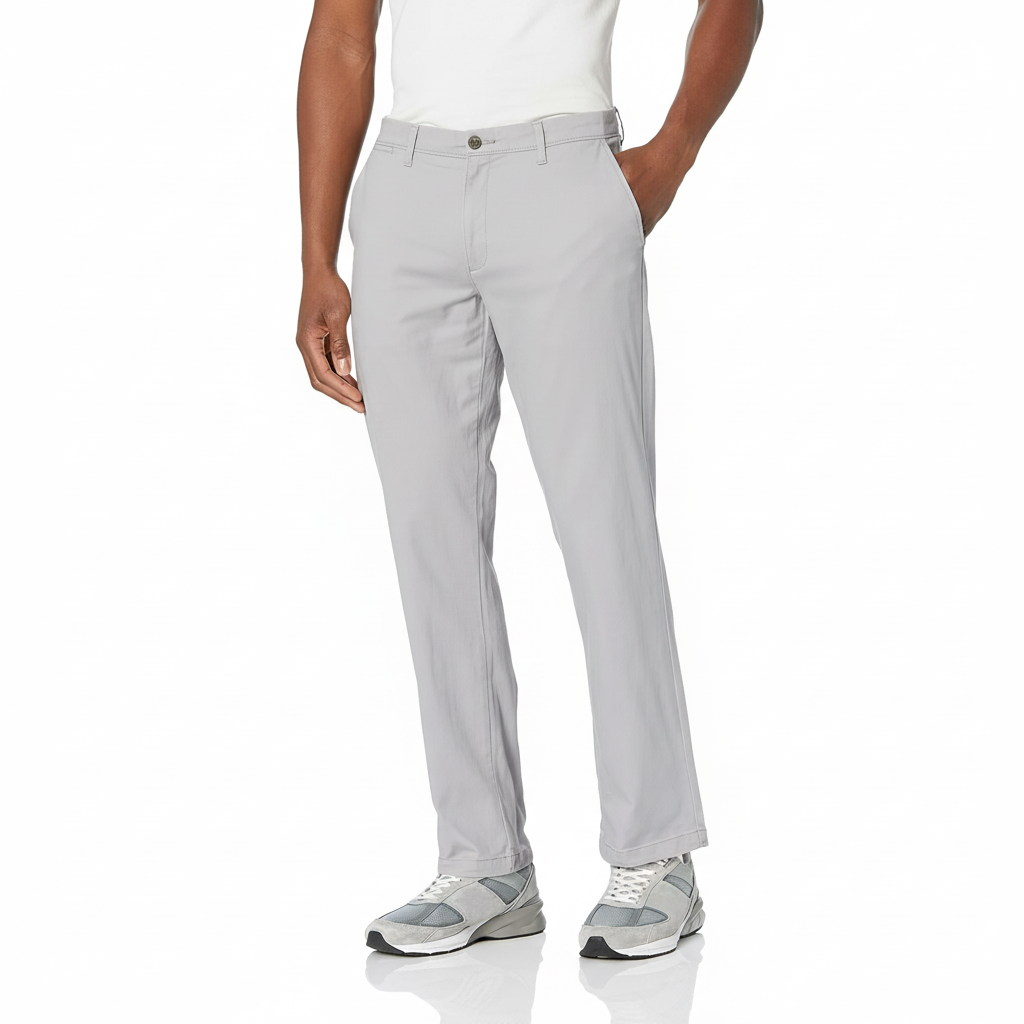 Straight Fit Casual Stretch Chino Pants for Men