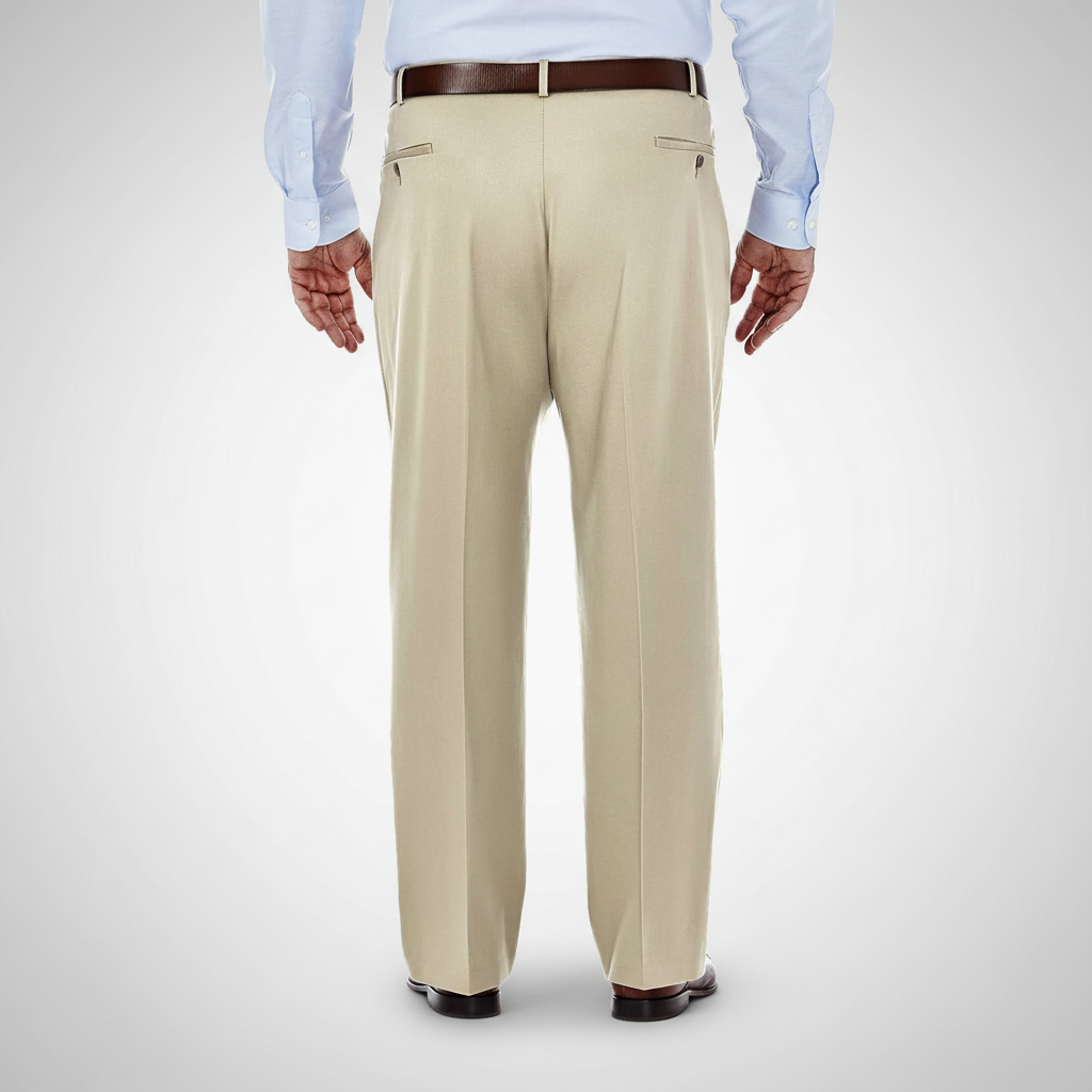 Classic Fit Pleated Pants With No Iron Finish And Clean Look For Men