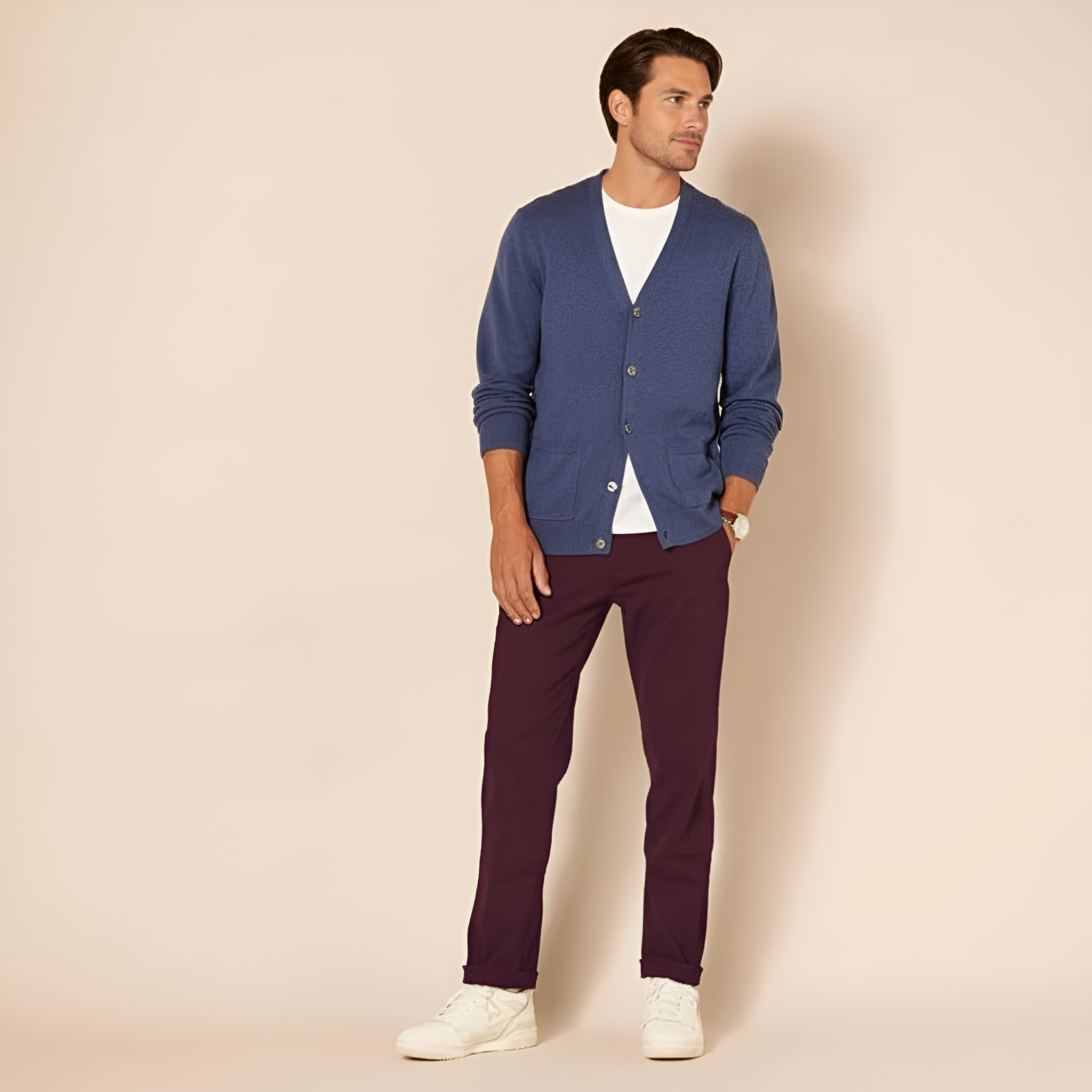 Athletic Fit Chino Twill Pants For Men