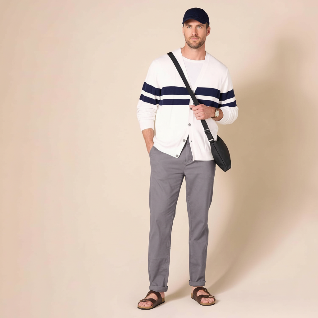 Straight Fit Casual Stretch Chino Pants for Men