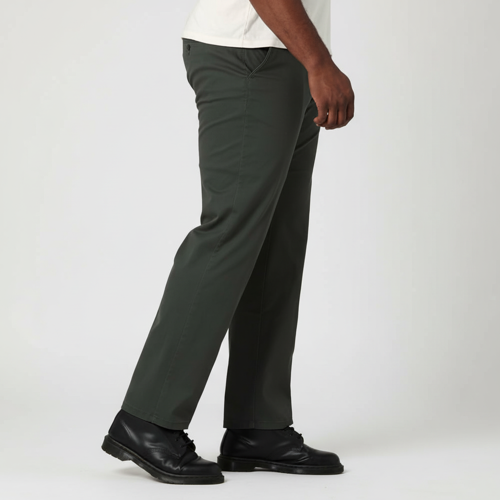 Straight Fit Casual Pants With Flex Comfort And Flat Front Style For Men
