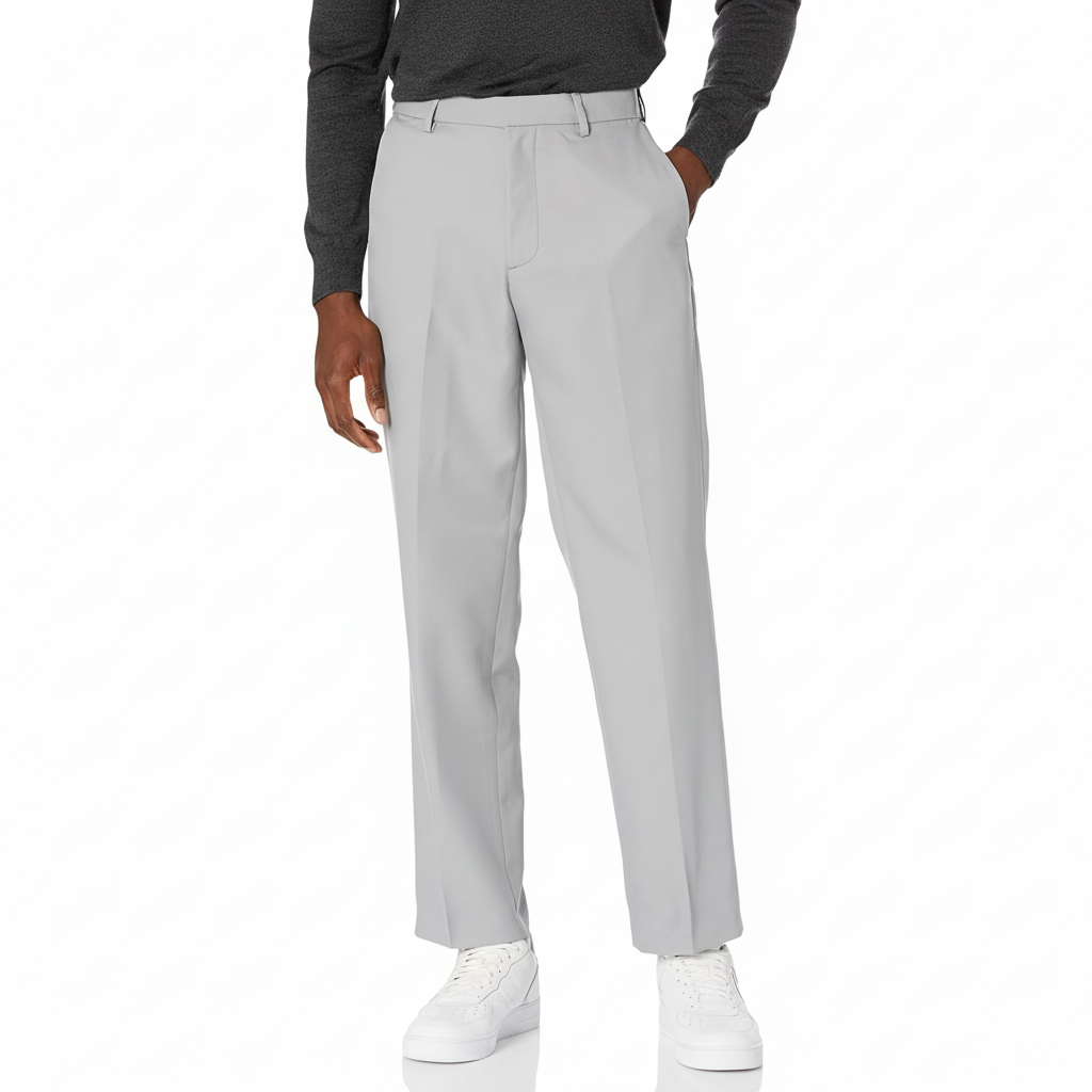 Classic Fit Flat Front Dress Pants for Men