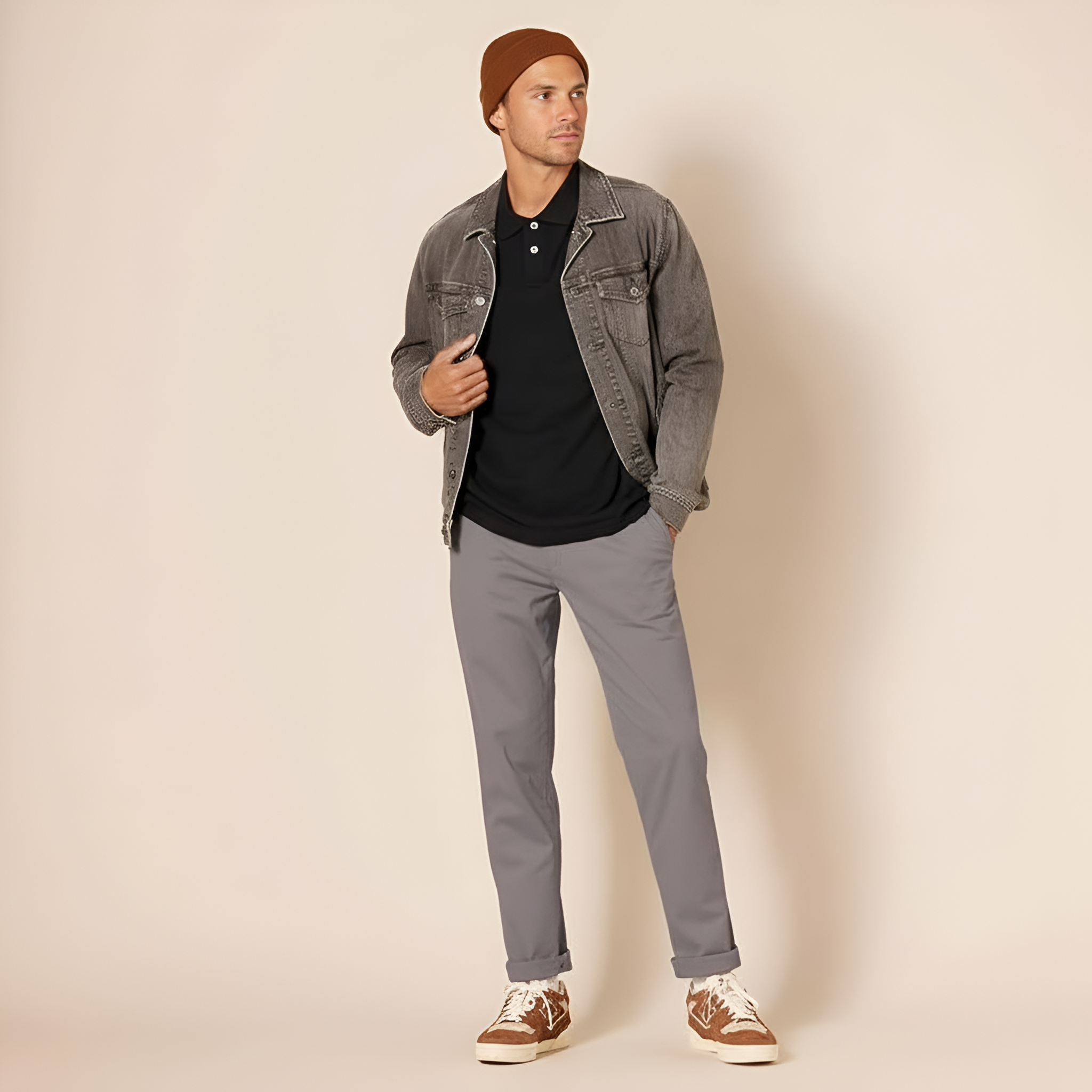 Athletic Fit Chino Twill Pants For Men