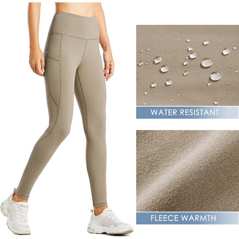 Women's Fleece Lined Leggings Water Resistant Thermal Winter Pants Hiking Yoga Running Tights High Waisted