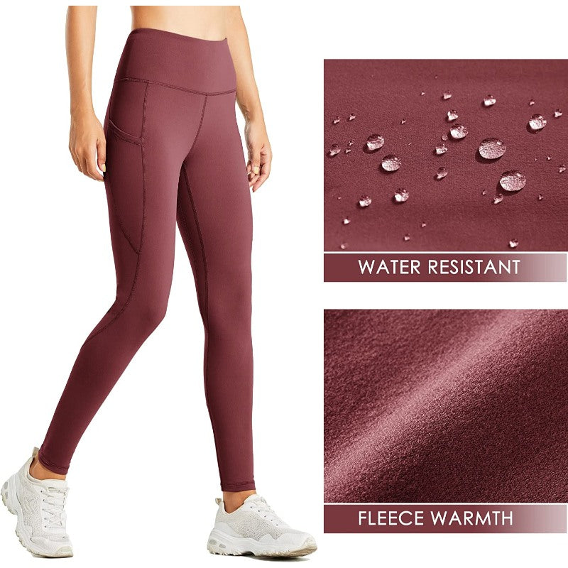 Women's Fleece Lined Leggings Water Resistant Thermal Winter Pants Hiking Yoga Running Tights High Waisted-Legletic